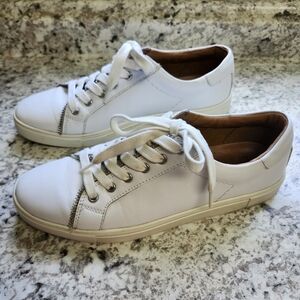 Frye Sindy Moto Low Leather Sneaker White Womens Size 9